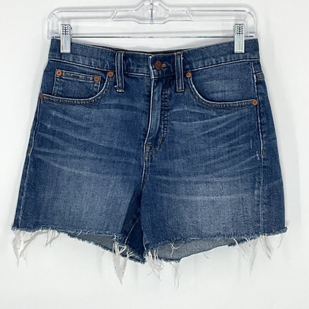 Madewell Shorts Women 25‎ Cut-off Denim Blue Frayed Hem High Rise